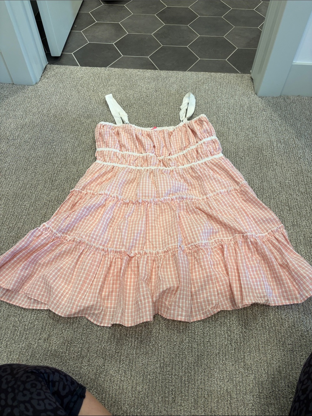 COAST Women's Pink Gingham Tiered Sundress Size S